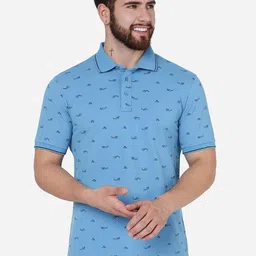 JADE BLUE Conversational Printed Polo Collar Slim Fit Cotton T-Shirt-picture-10