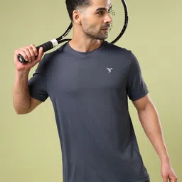 Technosport Men Solid Round Neck Slim Fit T-shirt image 1