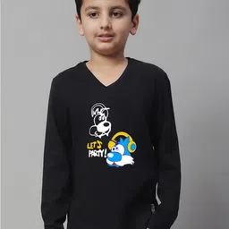 Friskers Boys Printed V-Neck Pure Cotton Slim Fit T-shirt image 1