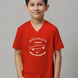 Friskers Boys Typography Printed V-Neck Pure Cotton T-Shirt-picture-46