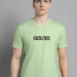 FBAR Typography Printed V-Neck Slim Fit Cotton T-shirt-picture-38