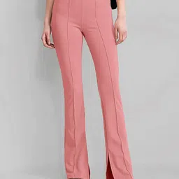 ADDYVERO Women Peach-Coloured Relaxed High-Rise Regular Fit Trousers-image-17