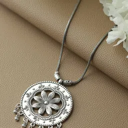 Jazz and Sizzle Silver-Toned German Silver Silver-Plated Oxidised Chain-picture-11