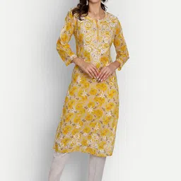 Indiankala4u Chikankari Embroidered Floral Print Kurta-picture-12
