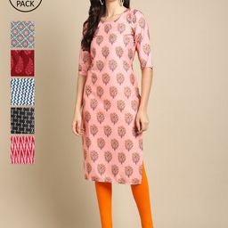 7threads KALINI Women Pack Of 6 Printed Summer Sheers Crepe Kurta-picture-39
