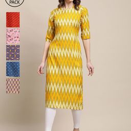 7threads KALINI Women Pack of 6 Digital Printed Crepe Straight Kurtas-picture-33