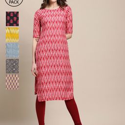 7threads KALINI Women Printed Crepe Kurta Pack of 6-picture-0