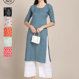 7threads KALINI Women Pack Of 6 Printed Summer Sheers Crepe Kurta-picture-47