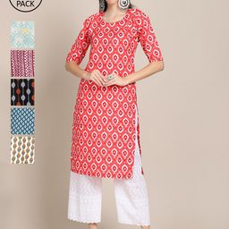 7threads KALINI Women Pack of 6 Digital Printed Crepe Straight Kurtas-picture-40