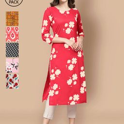 7Threads Women Pack of 6 Printed Crepe Kurta-picture-7