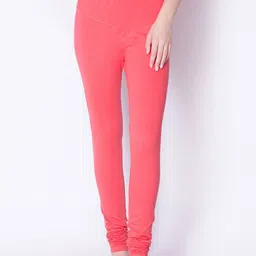 Dollar Missy Women Coral Solid Slim-Fit Cotton Churidar Leggings-image-23