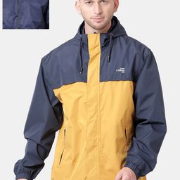 t-base Men Yellow Colourblocked Reversible Windcheater and Water Resistant Biker Jacket-picture-3