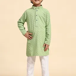 Pro-Ethic STYLE DEVELOPER Boys Ethnic Motifs Embroidered Straight Kurta With Pyjamas-picture-3