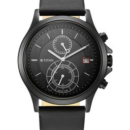 Titan Men Black Brass Patterned Dial & Black Straps Analogue Watch 1870NL01-picture-26