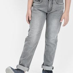 Crimsoune Club Boys Grey Slim Fit Clean Look Heavy Fade Stretchable Jeans-picture-35