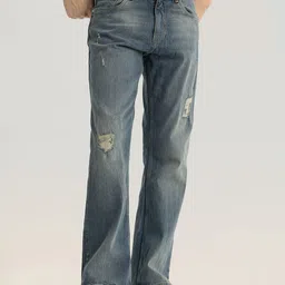 Snitch Men Classic Bootcut Mildly Distressed Heavy Fade Stretchable Jeans-picture-25