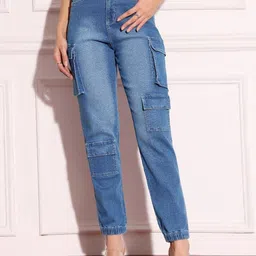Miss Chase Women High-Rise Mildly Distressed Light Fade Stretchable Jeans-picture-36
