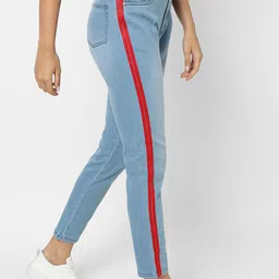 Campus Sutra Women Blue Super Slim Fit Side Striped Stretchable Jeans-picture-38