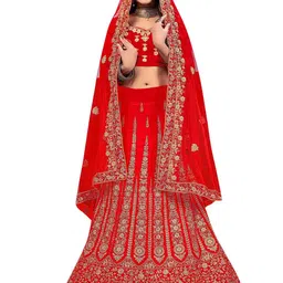 MANVAA Embroidered Beads & Stones Semi-Stitched Lehenga & Unstitched Blouse With Dupatta-picture-16