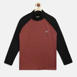 CHIMPRALA Boys Rust & Black Colourblocked High Neck Outdoor T-shirt-picture-54