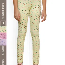 IndiWeaves Girls Pack Of 3 Pure Cotton Printed Ankle Length Leggings-picture-13