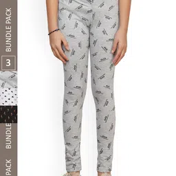IndiWeaves Girls Pack of 3 Printed Pure Cotton Ankle Length Leggings-picture-49