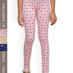 IndiWeaves Girls Pack Of 3 Printed Ankle-Length Pure Cotton Leggings-picture-26
