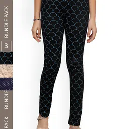 IndiWeaves Girls Pack Of 3 Printed Pure Cotton Ankle Length Leggings-picture-14