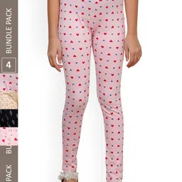 IndiWeaves Girls Pack Of 4 Pure Cotton Printed Ankle Length Leggings-picture-52