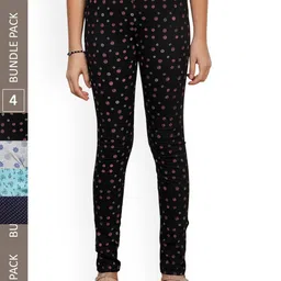 IndiWeaves Girls Pack Of 4 Printed Pure Cotton Ankle Length Leggings-picture-34