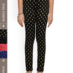IndiWeaves Girls Pack Of 4 Printed Pure Cotton Ankle-Length Leggings-picture-10