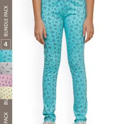 IndiWeaves Girls Pack of 4 Printed Super Soft Pure Cotton Ankle-Length Leggings-picture-44