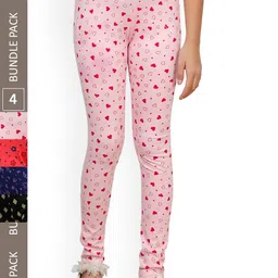 IndiWeaves Girls Pack Of 4 Printed Pure Cotton Ankle Length Leggings-picture-27