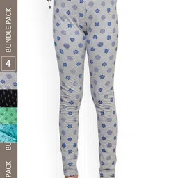 IndiWeaves Girls Pack Of 4 Printed Pure Cotton Ankle Length Leggings-picture-23