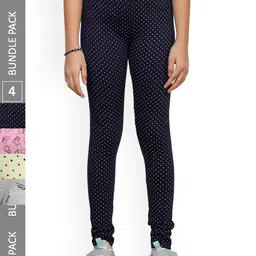 IndiWeaves Girls Pack of 4 Pure Cotton Printed Ankle-Length Leggings-picture-23