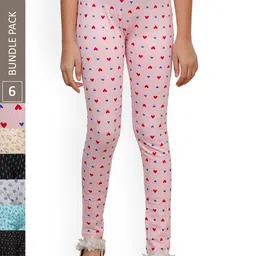 IndiWeaves Girls Pack of 6 Super Soft Pure Cotton Allover Printed Ankle-LengthLeggings-picture-12