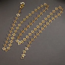 AanyaCentric Set Of 2 Silver-Plated Anklets With Gold-Plated Chain image 1