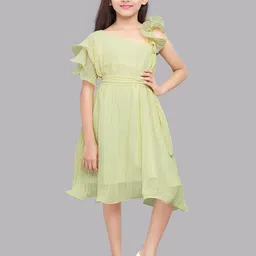 Pink Chick Yellow Striped Georgette Dress-picture-45