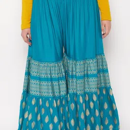 CLORA CREATION PLUS Women Ethnic Motifs Printed Flared Palazzos-picture-18