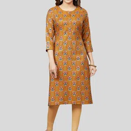 Saree Swarg Women Mustard Yellow Floral Printed Kurta-picture-25