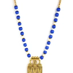 AKSHARA Gold-Toned & Blue German Silver Gold-Plated Handcrafted Necklace-picture-36
