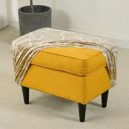 HOKIPO Beige & White Printed Fitted Ottoman Slipcover-image-79