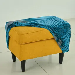 HOKIPO Blue Printed 140 GSM Stretchable Ottoman Slipcover-picture-30