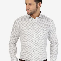 Greenfibre Geometric Printed Slim Fit Formal Shirt-image-2