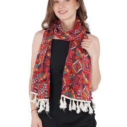 Style Shoes Women Maroon & Blue Printed Stole-image-54