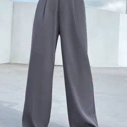 BROADSTAR Women Smart Loose Fit High-Rise Easy Wash Pleated Parallel Trousers-picture-38