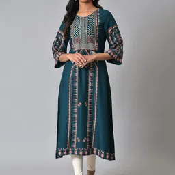 W Ethnic Motifs Printed Straight Regular Kurta-picture-31