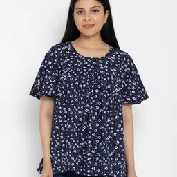 EZIS FASHION Navy Blue & White Printed Tunic-picture-10
