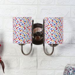 Devansh White & Red Printed Metal Traditional Cylinder Shaped Wall Lamp-image-91