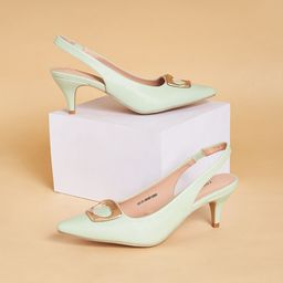 Forever Glam by Pantaloons Buckled Pointed Toe Kitten Heel Mules-picture-34